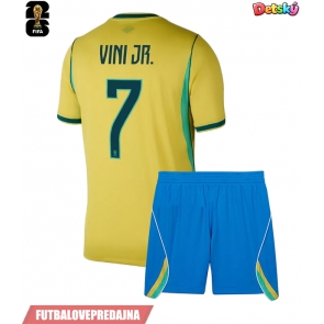 Lacne Dětský Futbalové dres Brazília Vinicius Junior #7 MS 2026 Krátky Rukáv - Domáci (+ trenírky)